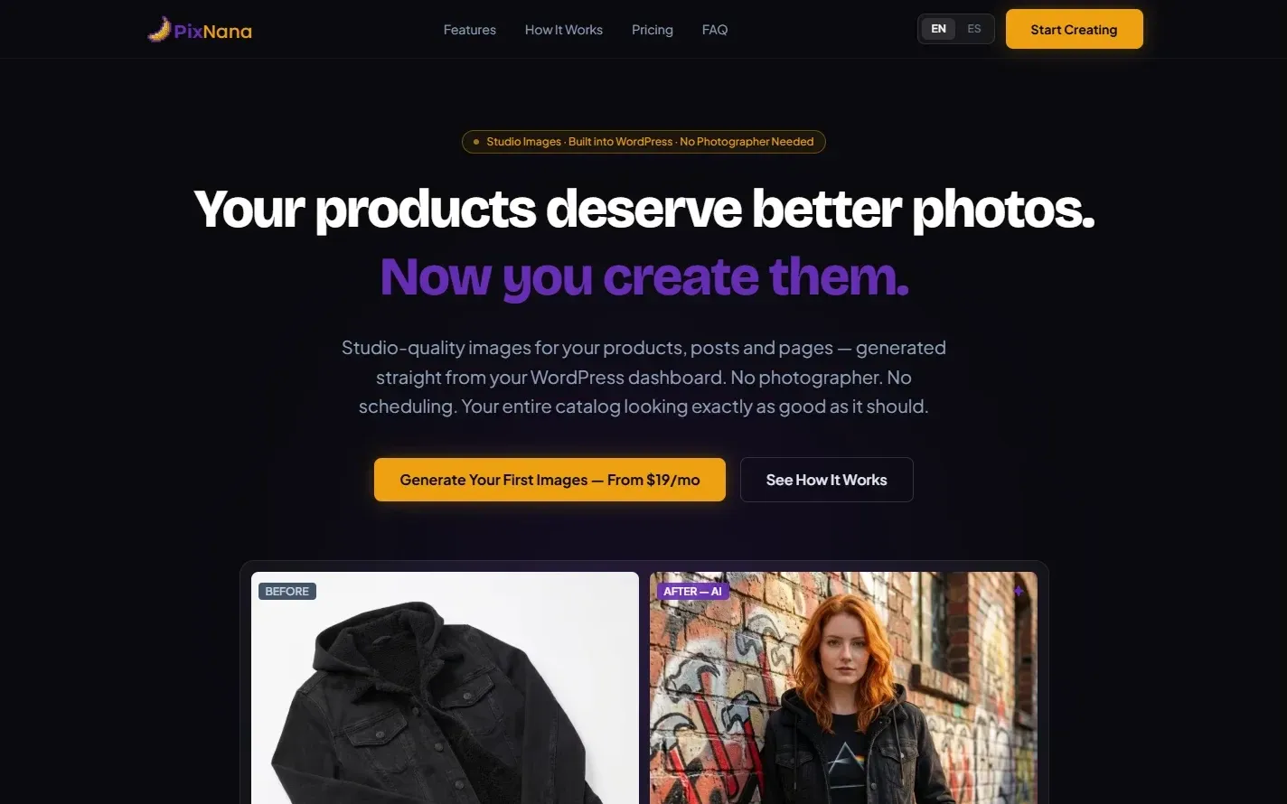 WordPress plugin — homepage of pixnana.com